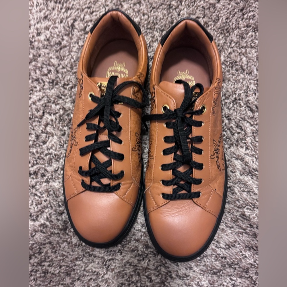 Authentic MCM Black heel Terrain low Sneakers with MCM dust bag.